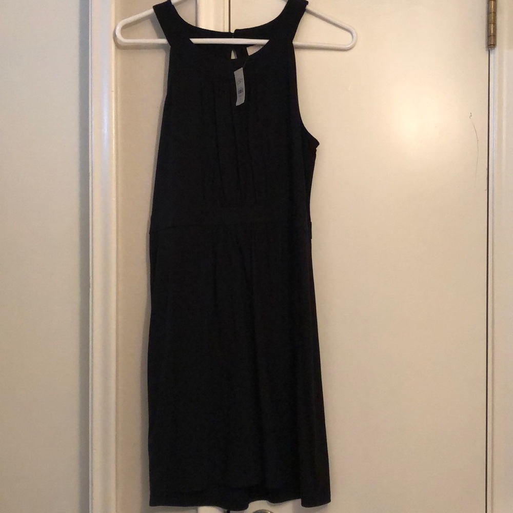 Petite Black halter sleeveless dress